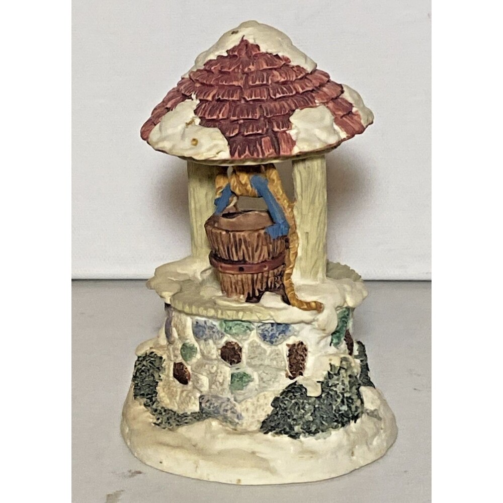 1991 Mervyn's Village Square Christmas Stone Wishing Well Figurine 4.5"